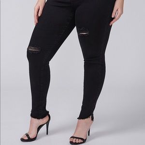 Lane Bryant black ankle distressed jeans